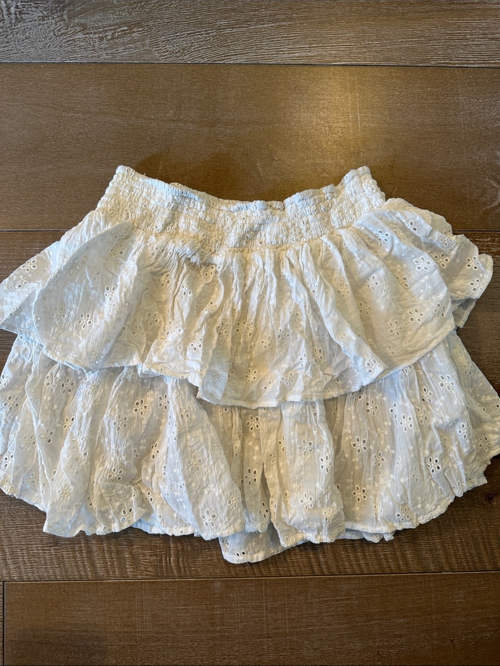 PQ Swim White Eyelet Ruffle Swim Coverup skirt. XS/S